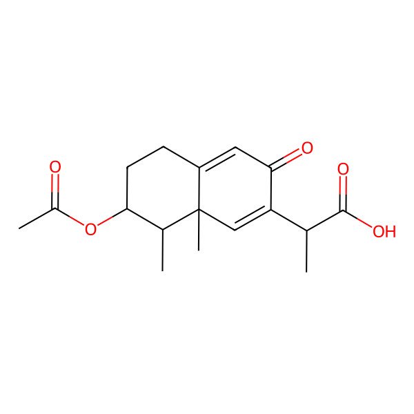 2D Structure of (2S)-2-[(7S,8R,8aR)-7-acetyloxy-8,8a-dimethyl-3-oxo-5,6,7,8-tetrahydronaphthalen-2-yl]propanoic acid