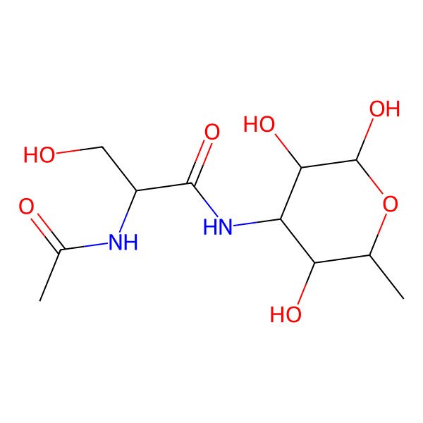 2D Structure of (2S)-2-acetamido-3-hydroxy-N-[(2R,3R,4S,5S,6R)-2,3,5-trihydroxy-6-methyloxan-4-yl]propanamide