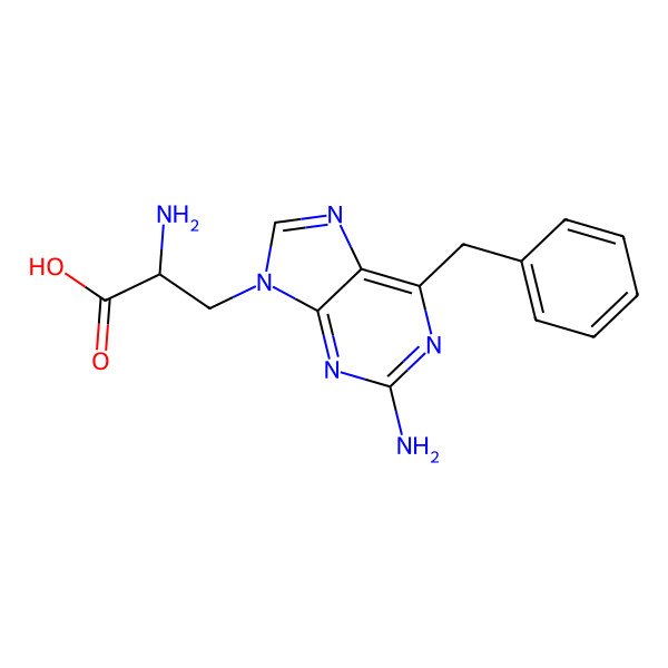 2D Structure of (2S)-2-amino-3-(2-amino-6-benzylpurin-9-yl)propanoic acid 2D Structure of (2S)-2-amino-3-(2-amino-6-benzylpurin-9-yl)propanoic acid