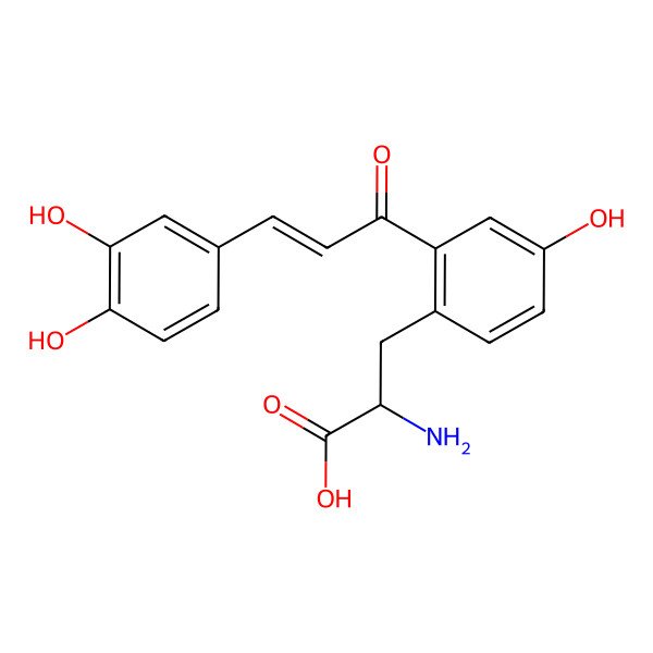 2D Structure of (2S)-2-amino-3-[2-[(E)-3-(3,4-dihydroxyphenyl)prop-2-enoyl]-4-hydroxyphenyl]propanoic acid