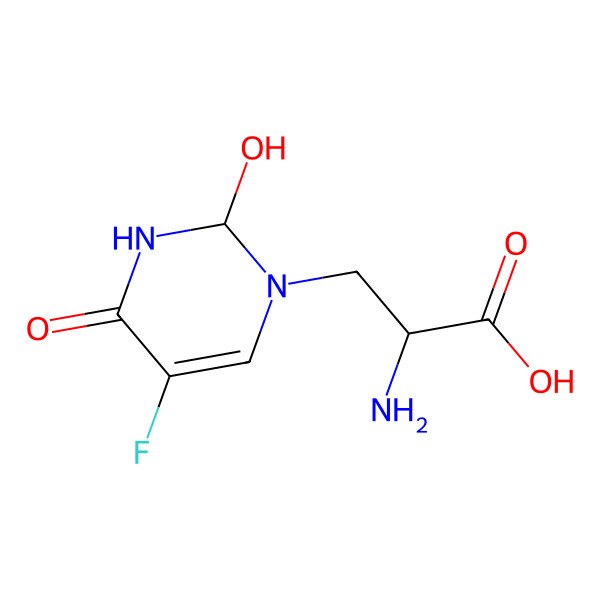 2D Structure of (2S)-2-amino-3-(5-fluoro-2-hydroxy-6-oxo-1,2-dihydropyrimidin-3-yl)propanoic acid