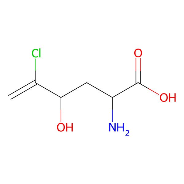 2D Structure of (2S)-2-Amino-5-chloro-4-hydroxy-5-hexenoic acid