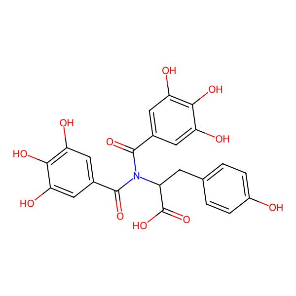 2D Structure of (2S)-2-[bis(3,4,5-trihydroxybenzoyl)amino]-3-(4-hydroxyphenyl)propanoic acid