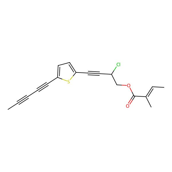 2D Structure of [(2S)-2-chloro-4-(5-penta-1,3-diynylthiophen-2-yl)but-3-ynyl] (Z)-2-methylbut-2-enoate