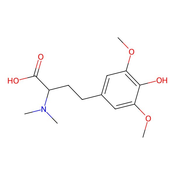 2D Structure of (2S)-2-(dimethylamino)-4-(4-hydroxy-3,5-dimethoxyphenyl)butanoic acid