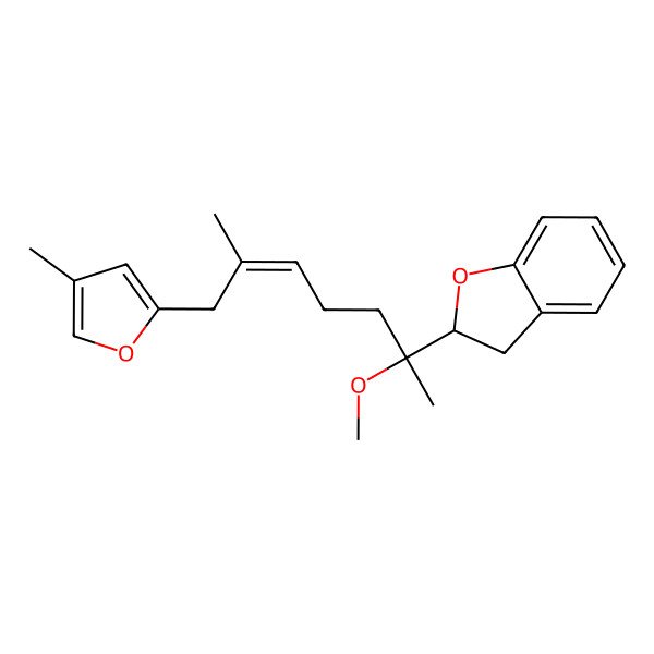 2D Structure of (2S)-2-[(E,2S)-2-methoxy-6-methyl-7-(4-methylfuran-2-yl)hept-5-en-2-yl]-2,3-dihydro-1-benzofuran