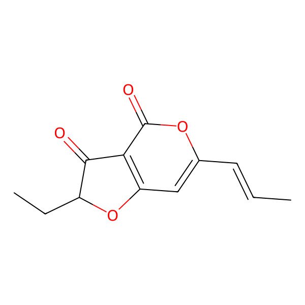 2D Structure of (2S)-2-ethyl-6-[(E)-prop-1-enyl]furo[3,2-c]pyran-3,4-dione