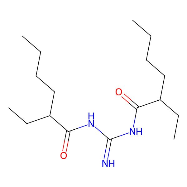 2D Structure of (2S)-2-ethyl-N-[N-[(2R)-2-ethylhexanoyl]carbamimidoyl]hexanamide