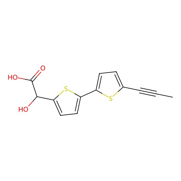2D Structure of (2S)-2-hydroxy-2-[5-(5-prop-1-ynylthiophen-2-yl)thiophen-2-yl]acetic acid
