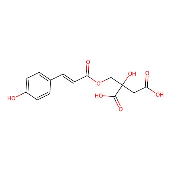 2D Structure of (2S)-2-hydroxy-2-[[(E)-3-(4-hydroxyphenyl)prop-2-enoyl]oxymethyl]butanedioic acid