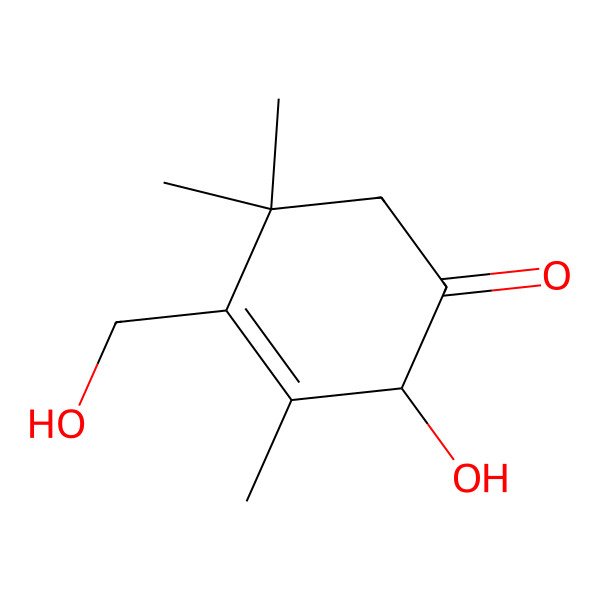 2D Structure of (2S)-2-hydroxy-4-(hydroxymethyl)-3,5,5-trimethylcyclohex-3-en-1-one