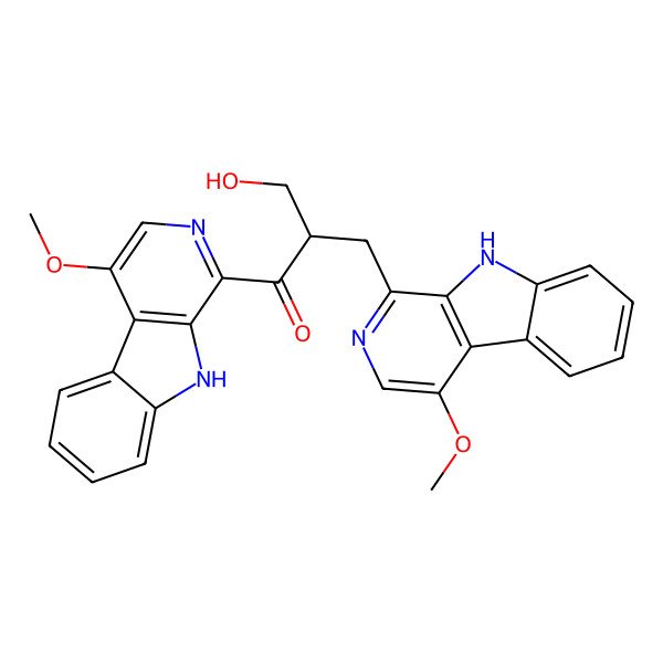 2D Structure of (2S)-2-(hydroxymethyl)-1,3-bis(4-methoxy-9H-pyrido[3,4-b]indol-1-yl)propan-1-one