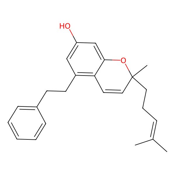 2D Structure of (2S)-2-methyl-2-(4-methylpent-3-enyl)-5-(2-phenylethyl)chromen-7-ol