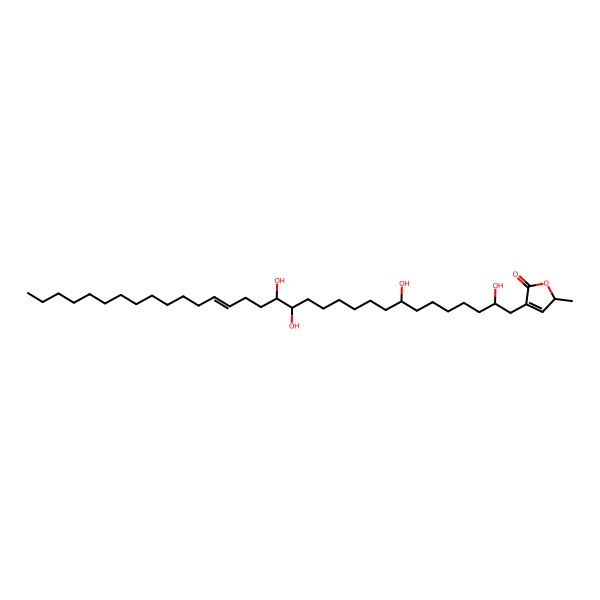 2D Structure of (2S)-2-methyl-4-[(Z)-2,8,15,16-tetrahydroxydotriacont-19-enyl]-2H-furan-5-one