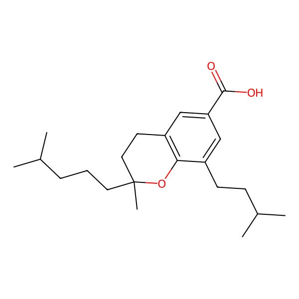 2D Structure of (2S)-2-methyl-8-(3-methylbutyl)-2-(4-methylpentyl)-3,4-dihydrochromene-6-carboxylic acid