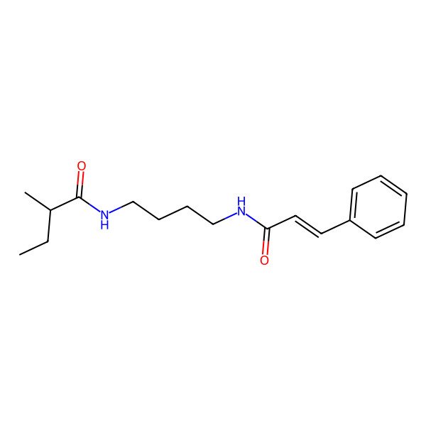 2D Structure of (2S)-2-methyl-N-[4-[[(E)-3-phenylprop-2-enoyl]amino]butyl]butanamide