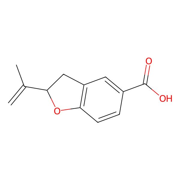2D Structure of (2S)-2-prop-1-en-2-yl-2,3-dihydro-1-benzofuran-5-carboxylic acid 2D Structure of (2S)-2-prop-1-en-2-yl-2,3-dihydro-1-benzofuran-5-carboxylic acid