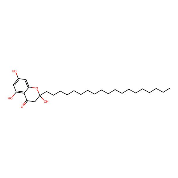 2D Structure of (2S)-2,5,7-trihydroxy-2-nonadecyl-3H-chromen-4-one