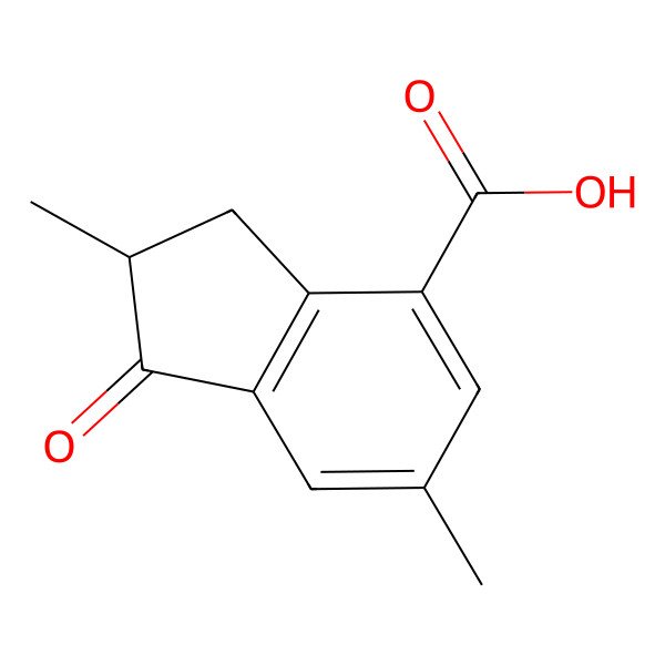 2D Structure of (2S)-2,6-dimethyl-1-oxo-2,3-dihydroindene-4-carboxylic acid