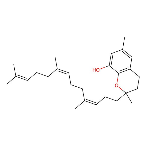2D Structure of (2S)-2,6-dimethyl-2-[(3E,7E)-4,8,12-trimethyltrideca-3,7,11-trienyl]-3,4-dihydrochromen-8-ol