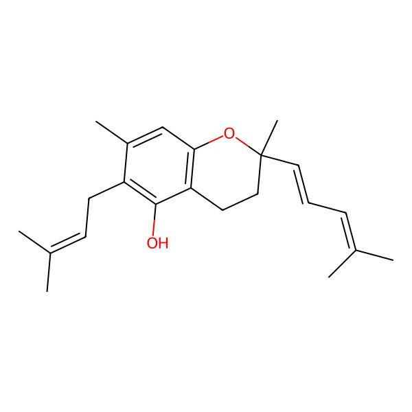 2D Structure of (2S)-2,7-dimethyl-6-(3-methylbut-2-enyl)-2-[(1E)-4-methylpenta-1,3-dienyl]-3,4-dihydrochromen-5-ol
