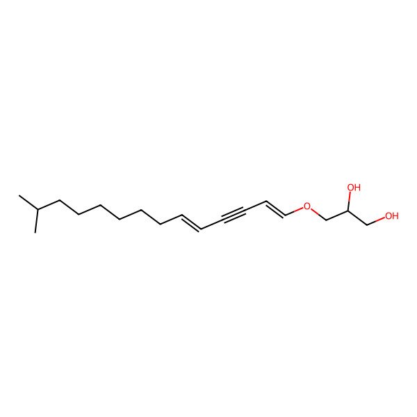 2D Structure of (2S)-3-[(1Z,5Z)-13-methyltetradeca-1,5-dien-3-ynoxy]propane-1,2-diol