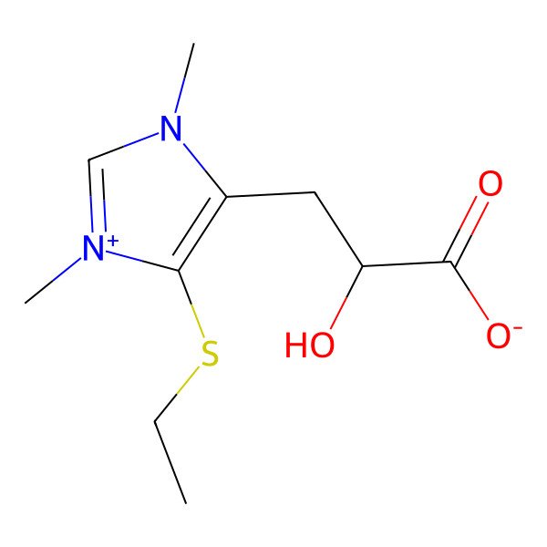 2D Structure of (2S)-3-(5-ethylsulfanyl-1,3-dimethylimidazol-1-ium-4-yl)-2-hydroxypropanoate