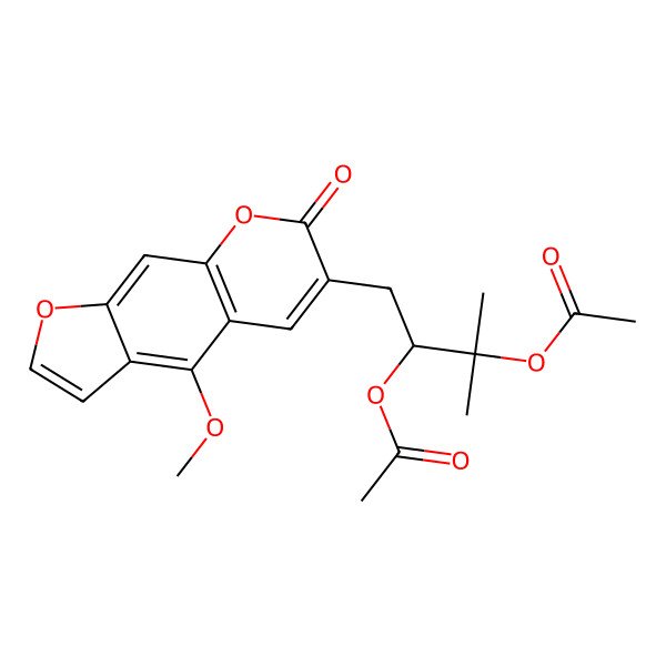 2D Structure of [(2S)-3-acetyloxy-1-(4-methoxy-7-oxofuro[3,2-g]chromen-6-yl)-3-methylbutan-2-yl] acetate