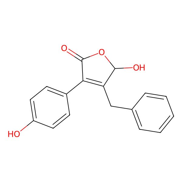 2D Structure of 3-benzyl-2-hydroxy-4-(4-hydroxyphenyl)-2H-uran-5-one