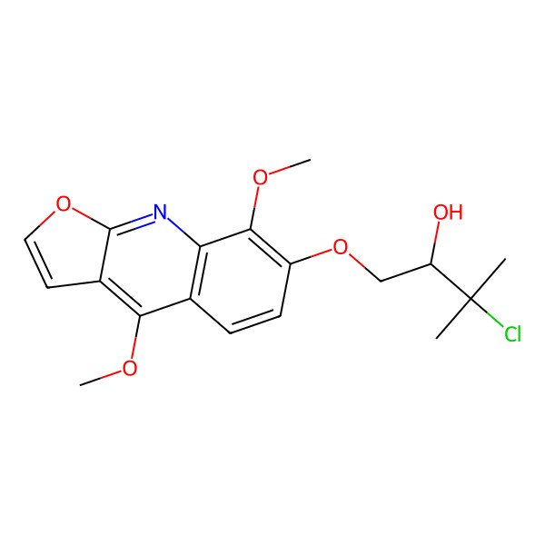 2D Structure of (2S)-3-chloro-1-(4,8-dimethoxyfuro[2,3-b]quinolin-7-yl)oxy-3-methylbutan-2-ol