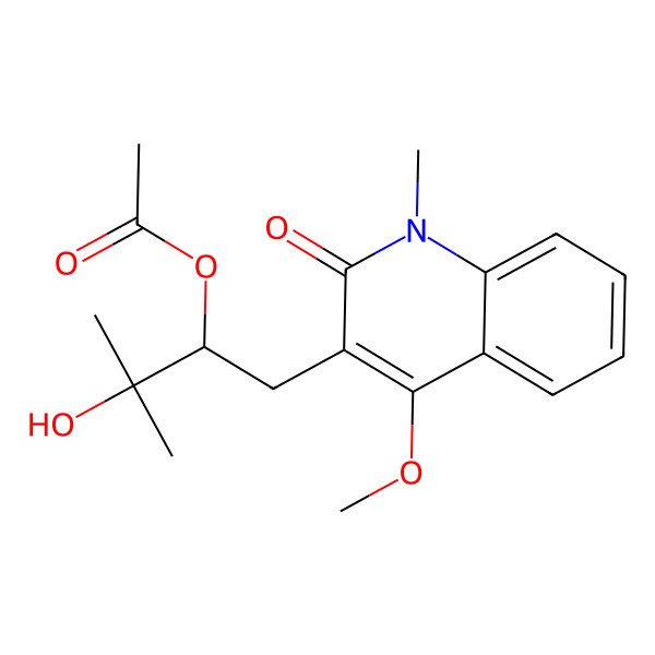 2D Structure of [(2S)-3-hydroxy-1-(4-methoxy-1-methyl-2-oxoquinolin-3-yl)-3-methylbutan-2-yl] acetate