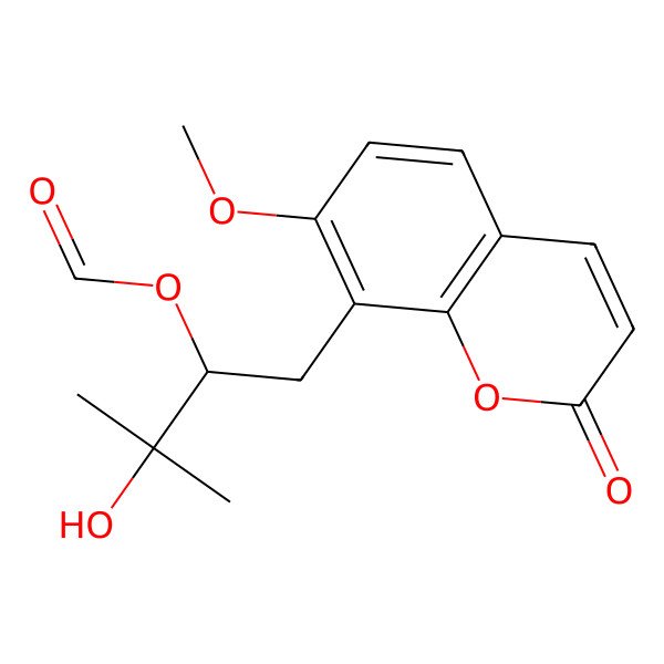 2D Structure of [(2S)-3-hydroxy-1-(7-methoxy-2-oxochromen-8-yl)-3-methylbutan-2-yl] formate