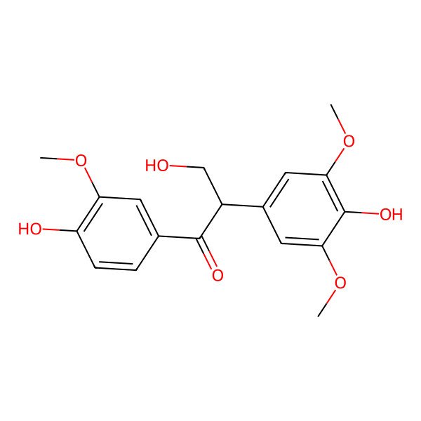 2D Structure of (2S)-3-hydroxy-2-(4-hydroxy-3,5-dimethoxyphenyl)-1-(4-hydroxy-3-methoxyphenyl)propan-1-one