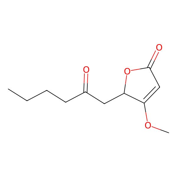 2D Structure of (2S)-3-methoxy-2-(2-oxohexyl)-2H-furan-5-one
