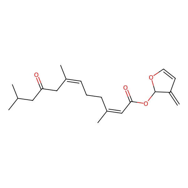 2D Structure of [(2S)-3-methylidenefuran-2-yl] (2E,6E)-3,7,11-trimethyl-9-oxododeca-2,6-dienoate