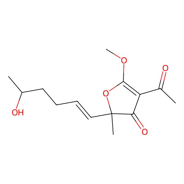 2D Structure of (2S)-4-acetyl-2-[(5S)-5-hydroxyhex-1-enyl]-5-methoxy-2-methylfuran-3-one