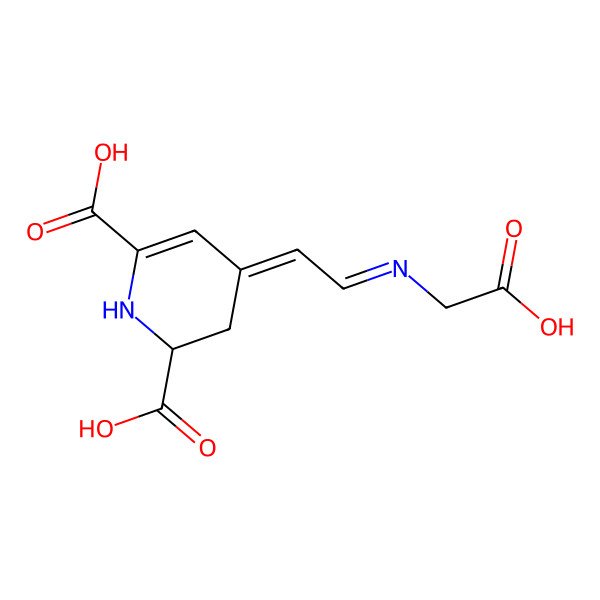 2D Structure of (2S)-4-[(E)-2-(carboxymethylamino)vinyl]-2,3-dihydropyridine-2,6-dicarboxylic acid