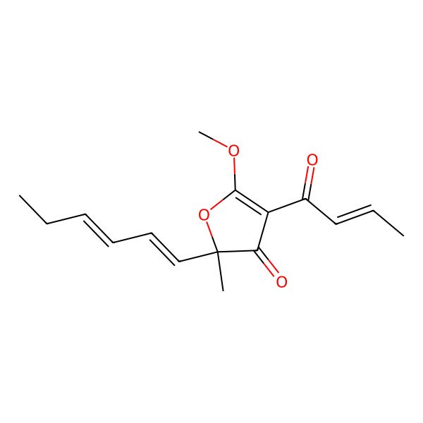 2D Structure of (2S)-4-[(E)-but-2-enoyl]-2-[(1E,3E)-hexa-1,3-dienyl]-5-methoxy-2-methylfuran-3-one