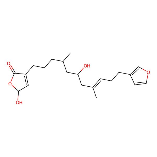2D Structure of (2S)-4-[(E,4R,6R)-11-(furan-3-yl)-6-hydroxy-4,8-dimethylundec-8-enyl]-2-hydroxy-2H-furan-5-one