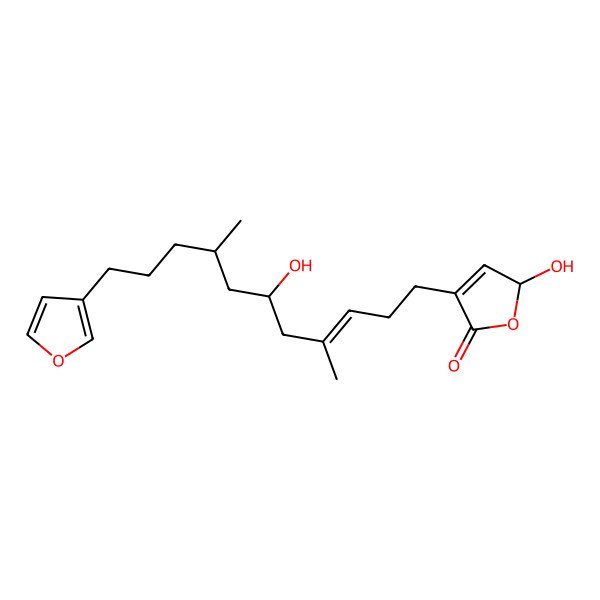 2D Structure of (2S)-4-[(E,6R,8R)-11-(furan-3-yl)-6-hydroxy-4,8-dimethylundec-3-enyl]-2-hydroxy-2H-furan-5-one