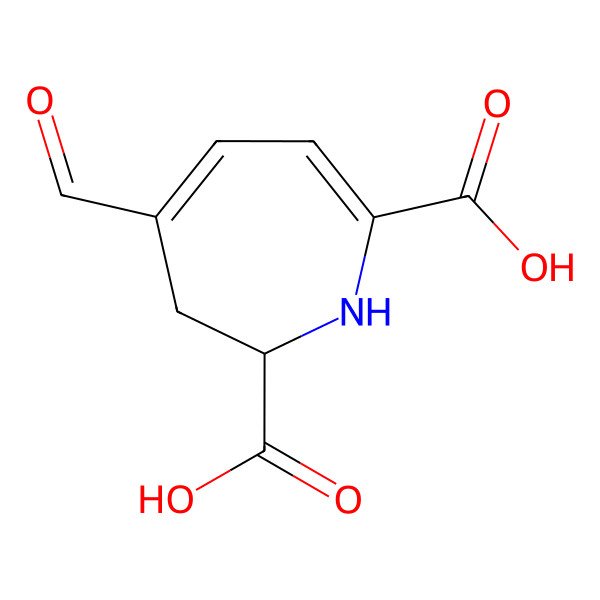 2D Structure of (2S)-4-Formyl-2,3-dihydro-1H-azepine-2,7-dicarboxylic acid