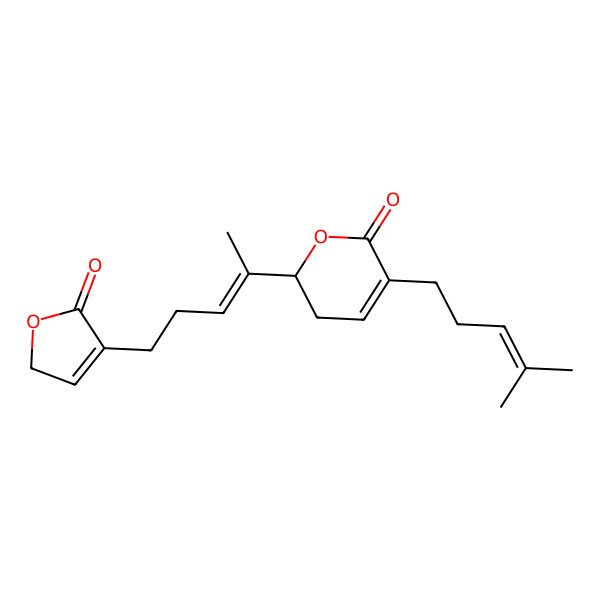 2D Structure of (2S)-5-(4-methylpent-3-enyl)-2-[(E)-5-(5-oxo-2H-furan-4-yl)pent-2-en-2-yl]-2,3-dihydropyran-6-one