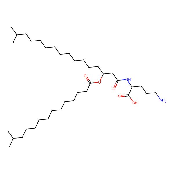 2D Structure of (2S)-5-amino-2-[[(3R)-15-methyl-3-(13-methyltetradecanoyloxy)hexadecanoyl]amino]pentanoic acid