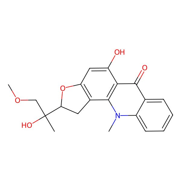 2D Structure of (2S)-5-hydroxy-2-[(2S)-2-hydroxy-1-methoxypropan-2-yl]-11-methyl-1,2-dihydrofuro[2,3-c]acridin-6-one