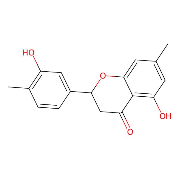 2D Structure of (2S)-5-hydroxy-2-(3-hydroxy-4-methylphenyl)-7-methyl-2,3-dihydrochromen-4-one