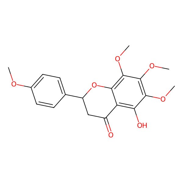 2D Structure of (2S)-5-hydroxy-6,7,8-trimethoxy-2-(4-methoxyphenyl)-2,3-dihydrochromen-4-one