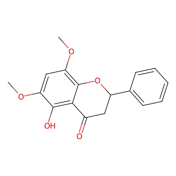 2D Structure of (2S)-5-hydroxy-6,8-dimethoxy-2-phenyl-2,3-dihydrochromen-4-one 2D Structure of (2S)-5-hydroxy-6,8-dimethoxy-2-phenyl-2,3-dihydrochromen-4-one