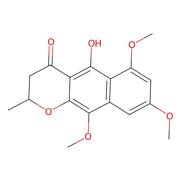 2D Structure of (2S)-5-hydroxy-6,8,10-trimethoxy-2-methyl-4H-2,3-dihydronaphtho[2,3-b]pyran-4-one