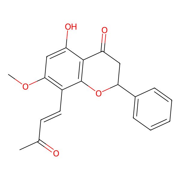 2D Structure of (2S)-5-hydroxy-7-methoxy-8-[(E)-3-oxo-1-butenyl]flavanone