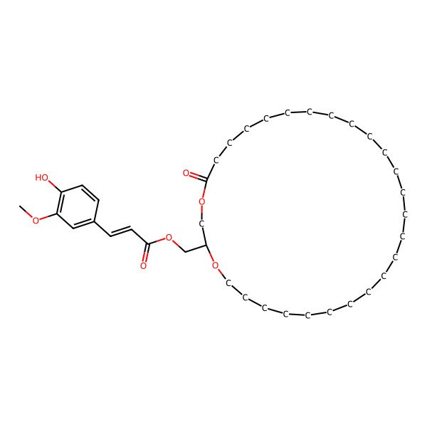 2D Structure of [(2S)-5-oxo-1,4-dioxacyclononacos-2-yl]methyl (Z)-3-(4-hydroxy-3-methoxyphenyl)prop-2-enoate